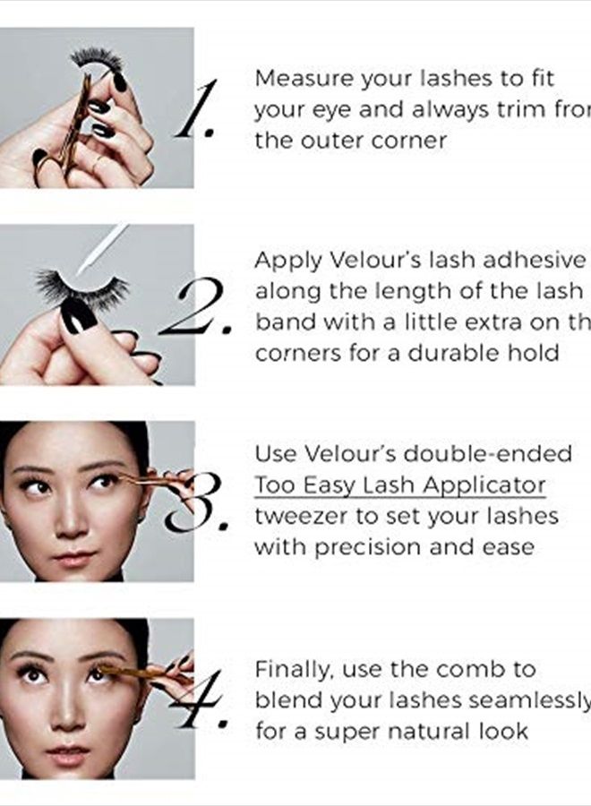 Velour Strong Eyelash Glue – Super Hold Vegan Lash Adhesive, Brush on Applicator – Premium, Latex-Free Individual Bond for Strip Eyelash Extensions, False Lashes, White and Black