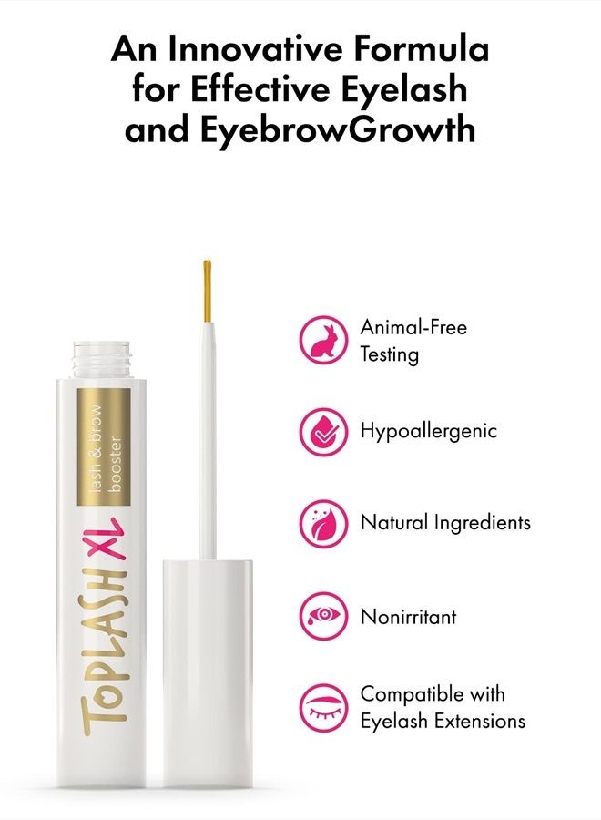 XL Lash and Brow Booster, Growth Serum with Eyelash and Eyebrow Enhancer, Promotes Stronger, Thicker, Healthier Lashes with Botanicals and Peptides