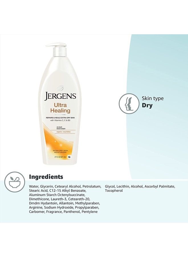 Ultra Healing Dry Skin Moisturizer, Body and Hand Lotion, for Absorption into Extra Dry Skin, 21 Ounce, with HYDRALUCENCE blend, Vitamins C, E, and B5