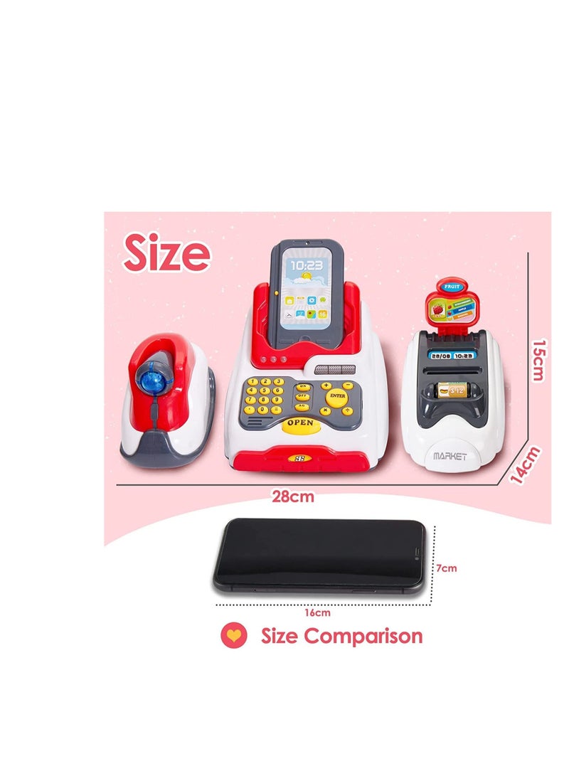 Play Cash Register Toys For Kids Learning Toy Money Pretend Play Set Scanner Credit Reader Preschool Learning For Toddler Girls Boys Age 3 4 5 6 7+