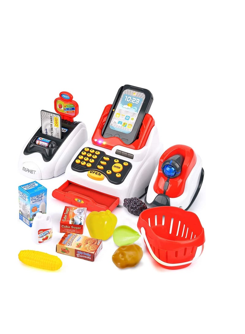 Play Cash Register Toys For Kids Learning Toy Money Pretend Play Set Scanner Credit Reader Preschool Learning For Toddler Girls Boys Age 3 4 5 6 7+