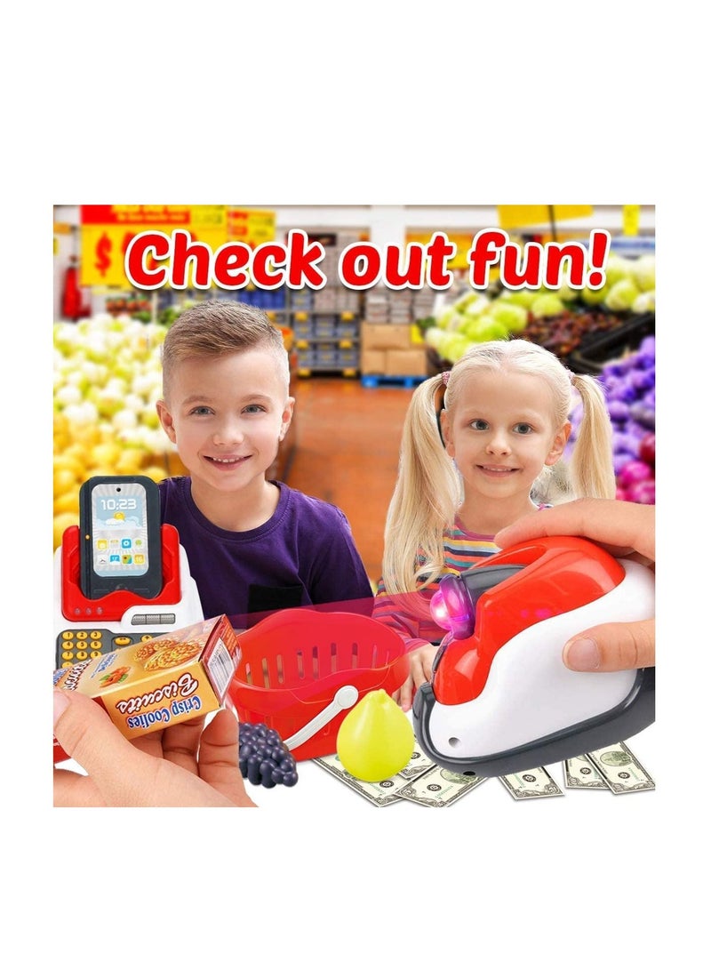 Play Cash Register Toys For Kids Learning Toy Money Pretend Play Set Scanner Credit Reader Preschool Learning For Toddler Girls Boys Age 3 4 5 6 7+