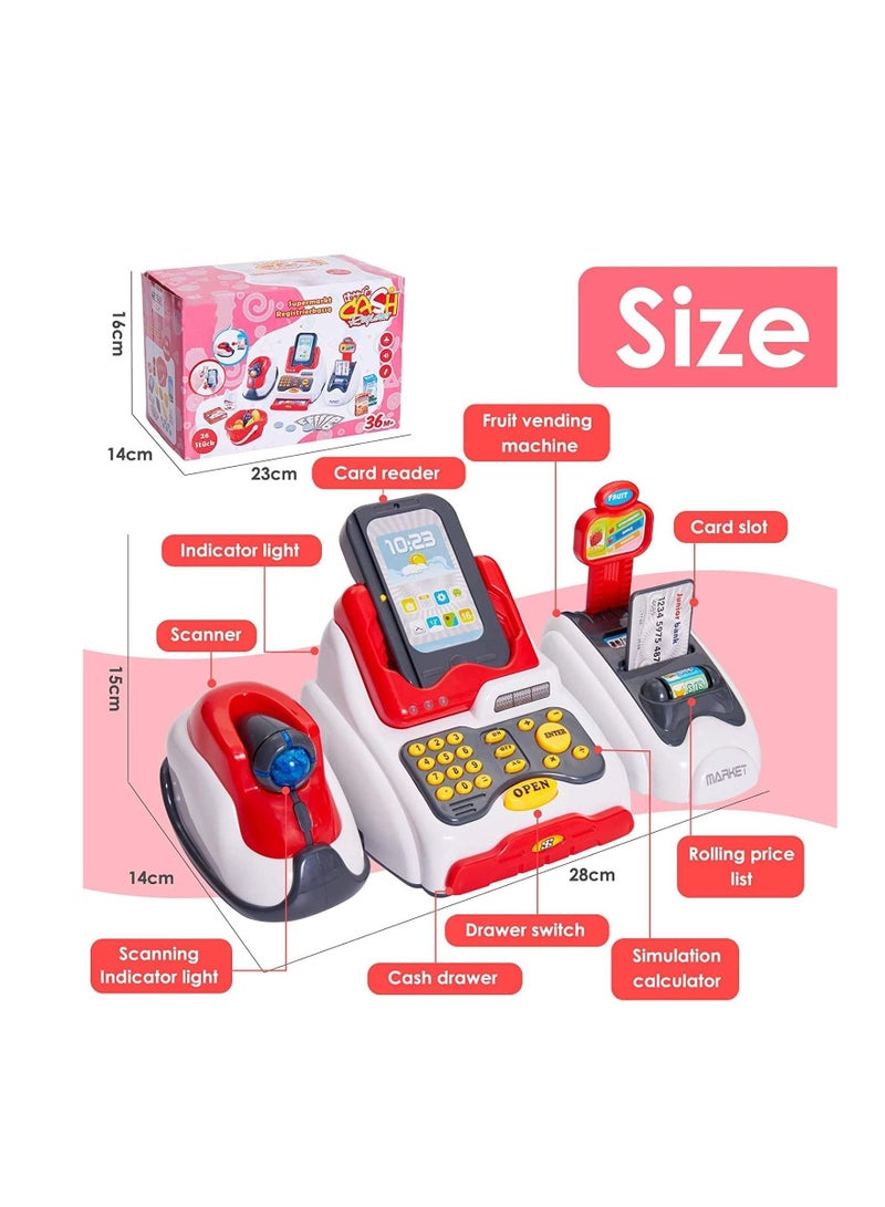 Play Cash Register Toys For Kids Learning Toy Money Pretend Play Set Scanner Credit Reader Preschool Learning For Toddler Girls Boys Age 3 4 5 6 7+