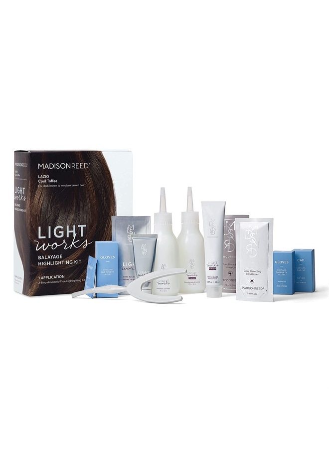 Light Works Balayage Highlighting Kit, Creates Natural-Looking Cool Toffee Highlights (Lazio - Brown), Amonia Free, Cruelty Free, 2 Step Process That Lightens & Tones Hair