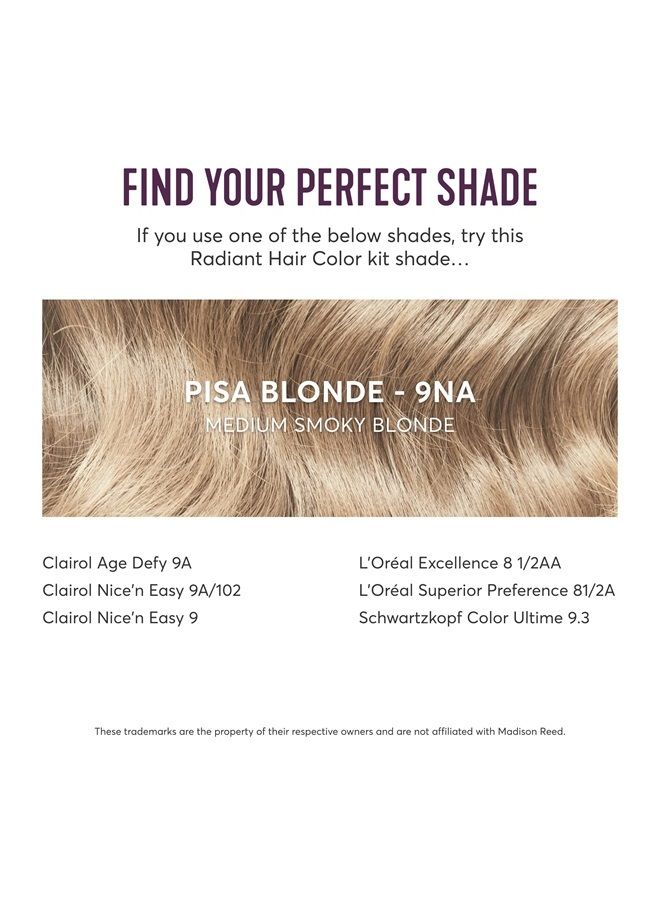 Radiant Hair Color Kit, Medium Smoky Blonde for 100% Gray Coverage, Ammonia-Free, 9NA Pisa Blonde, Permanent Hair Dye, Pack of 1