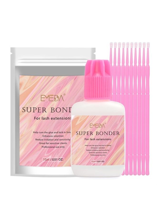 Lash Bonder for Eyelash Extensions, Not Glue, Glue Accelerator for Eyelash Extensions, Sealer Adhesive, Speed up Glue Drying Time,Add Glue Elasticity,Lock in Glue Fume(15ml Super Bonder Sealant)