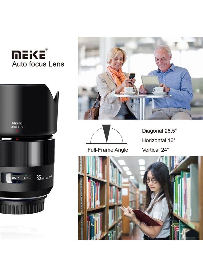 Meike 85mm F1.8 Full Frame Auto Focus Medium-Telephone Portrait Lens Compatible with Canon EOS EF Mount Digital SLR Cameras 5D Mark IV 6D Mark II