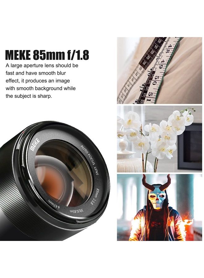 Meike 85mm F1.8 Full Frame Auto Focus Medium-Telephone Portrait Lens Compatible with Canon EOS EF Mount Digital SLR Cameras 5D Mark IV 6D Mark II