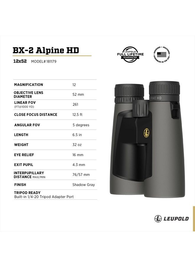 BX-2 Alpine HD Binoculars, 12x52mm (181179)