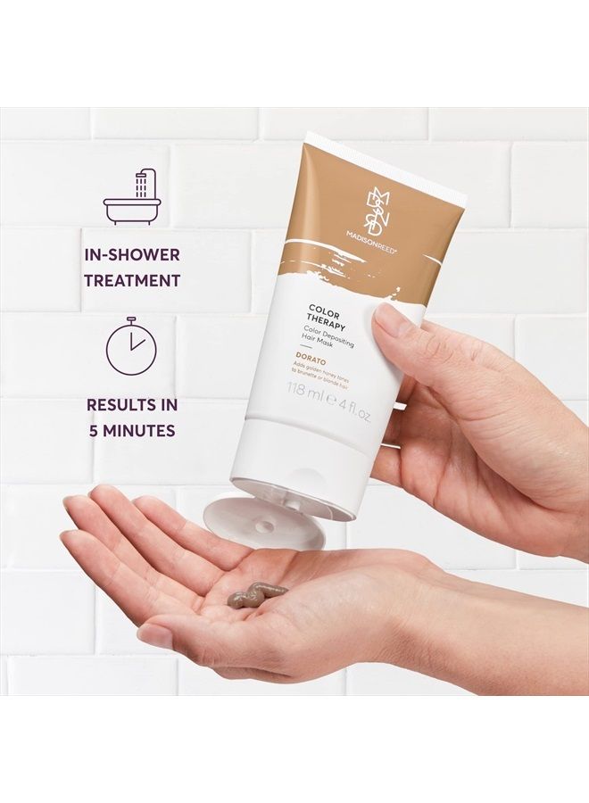 Color Therapy, Dorato, Color Depositing Hair Mask & Deep Conditioning Treatment, Intensely Hydrating, Refreshes Color & Tone, Keratin & Argan Oil, 4 Fl Oz (118 mL)