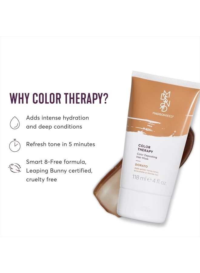 Color Therapy, Dorato, Color Depositing Hair Mask & Deep Conditioning Treatment, Intensely Hydrating, Refreshes Color & Tone, Keratin & Argan Oil, 4 Fl Oz (118 mL)