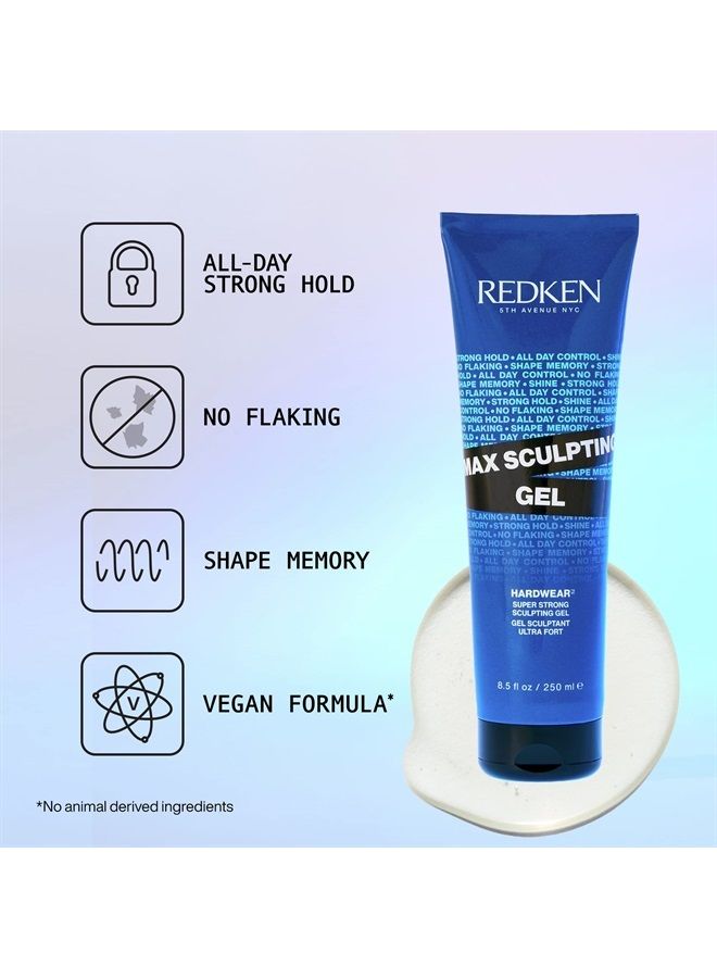 Redken Max Sculpting Gel | For All Hair Types | Provides Body & High Shine Finish | Long-Lasting Shape Styling | Flake-Free Control & Added Thickness | Maximum Hold | 8.8 Oz