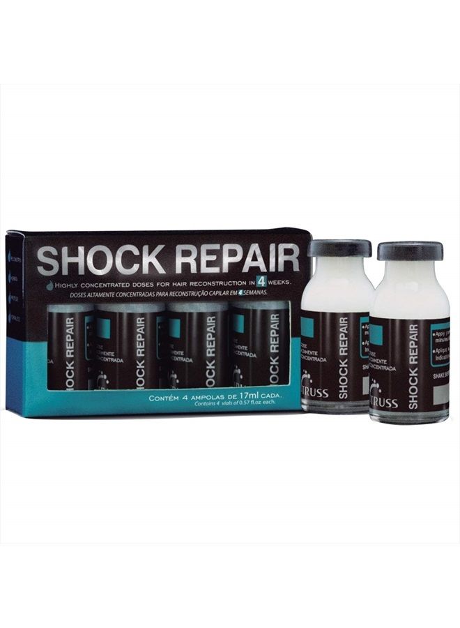 Shock Repair - Hair Treatment For Damaged Hair - Highly Concentrated Ampoules For Weekly Reconstruction & Hair Repair. Promotes Hydration, Strength And Protection - 4 Week Supply