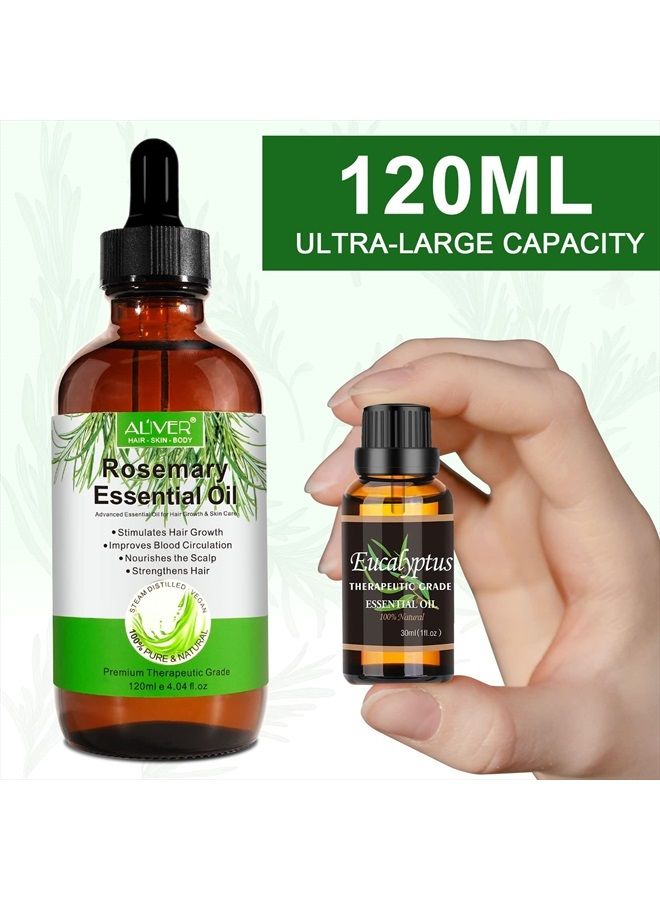 Rosemary Oil for Hair Growth (4 Fl Oz), Organic Rosemary Essential Oils, Rosemary Oil for Hair Loss Treatment, Stimulates Hair Growth, Scalp Massager, Aromatherapy