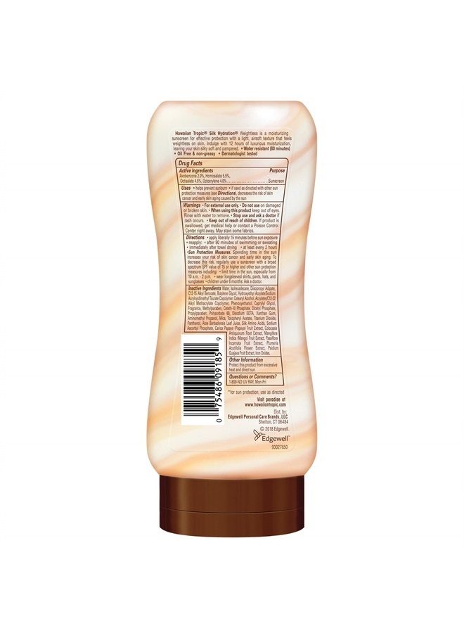 Weightless Hydration Lotion Sunscreen SPF 30, 6oz | Oil Free Sunscreen, Hawaiian Tropic Sunscreen SPF 30, Oxybenzone Free Sunscreen, Body Sunscreen Pack SPF 30, 6oz each Twin Pack
