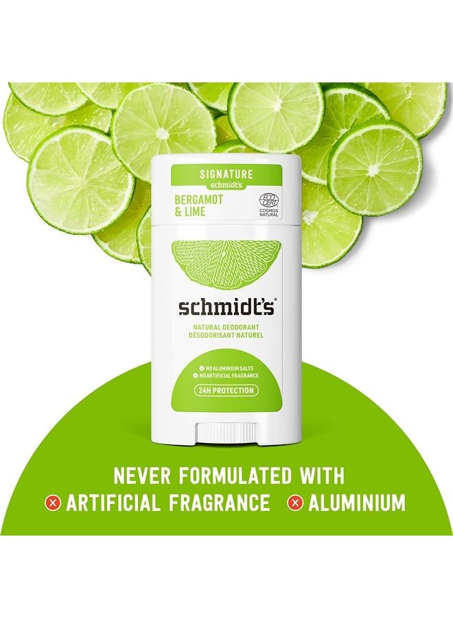 Aluminum Free Natural Deodorant For 24 Hour Odor Protection and Freshness, Bergamot + Lime Vegan, Certified Cruelty Free, 3.25 oz