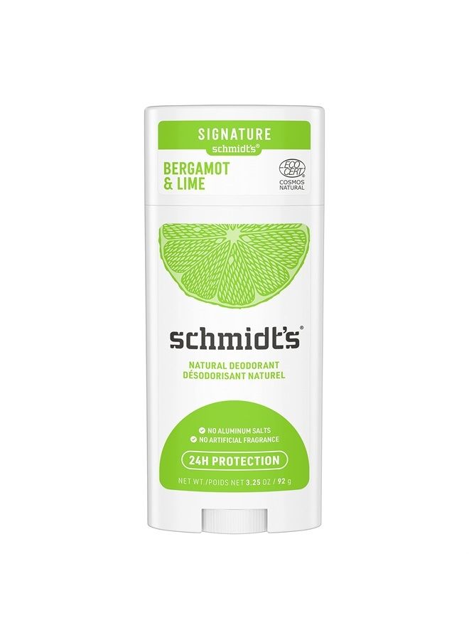 Aluminum Free Natural Deodorant For 24 Hour Odor Protection and Freshness, Bergamot + Lime Vegan, Certified Cruelty Free, 3.25 oz