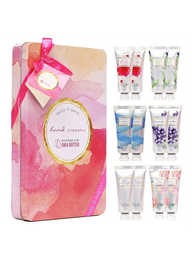 Hand Cream, Hand Lotion, 12 Pcs Travel Size Hand Cream Gift Set for Women Dry Hands Moisturizing with Shea Butter Valentines Mini Hand Lotion Gift Set for Women