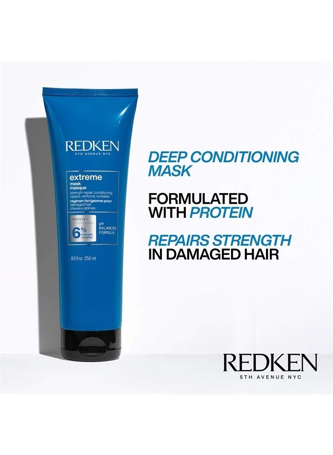 Redken Extreme Mask | Hair Mask for Damaged, Brittle Hair | Fortifies & Strengthens Distressed Hair | 8.5 Fl. Oz. (Pack of 1)