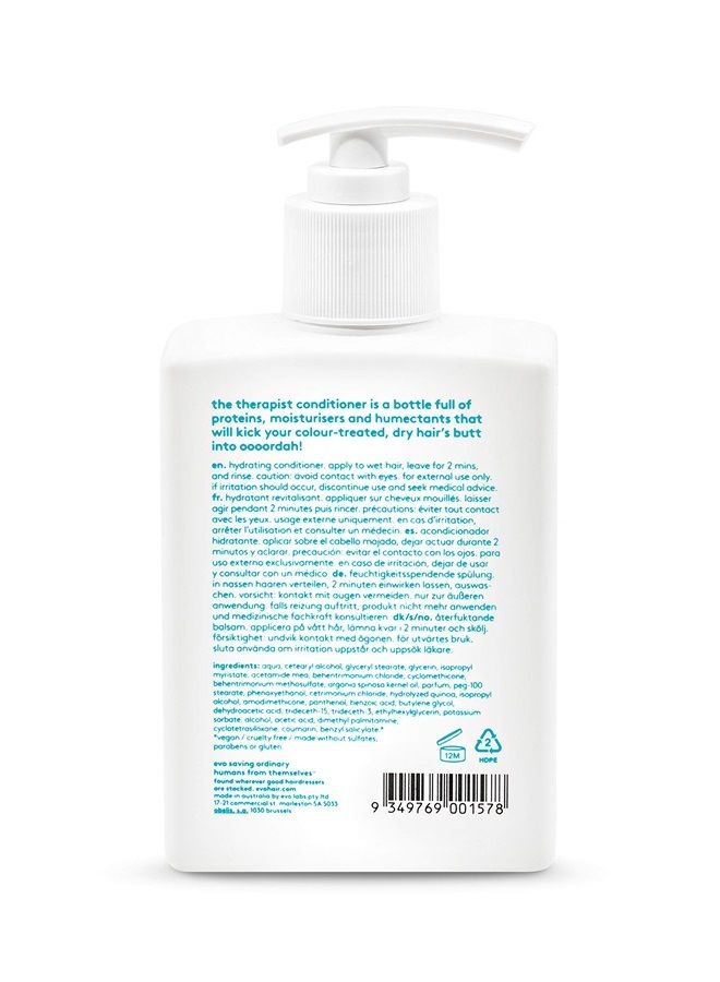 evo The Therapist Hydrating Conditioner - Hydrates, Strengthen and Softens Whilst Improving Shine - Protects Colour Treated Dry Hair, Helps to Detangle - 300ml / 10.1fl.oz