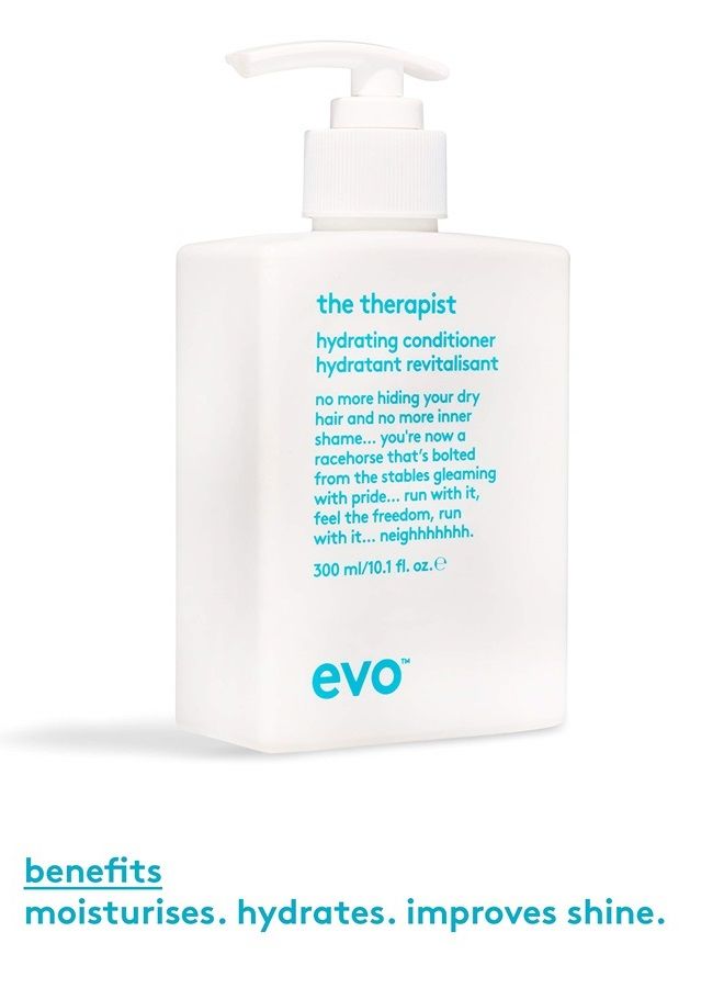 evo The Therapist Hydrating Conditioner - Hydrates, Strengthen and Softens Whilst Improving Shine - Protects Colour Treated Dry Hair, Helps to Detangle - 300ml / 10.1fl.oz