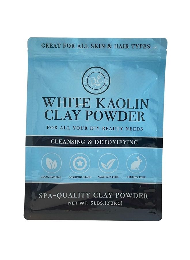Kaolin White Clay 5 lb Pounds Powder, 100% Natural for Making DIY Spa Mud Mask for Face/Facial, Hair, Body, Soap, Deodorant, Bath Bomb, Lotion and Gardening