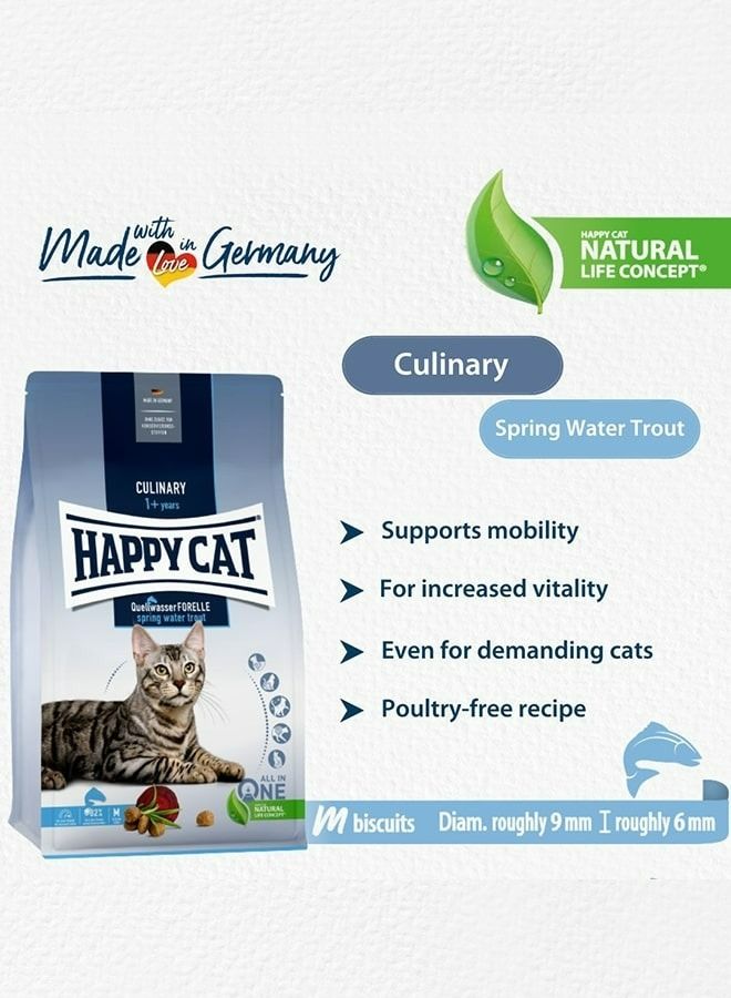 4 kg Culinary Spring Water Trout Dry Food for Adult Cats to support joints or hairball control and good for Sensitive cats