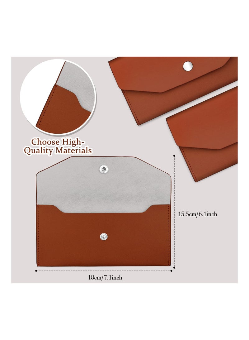 11 Pieces Cash Envelope Wallet PU Leather Cash Envelopes Cash Wallet Reusable Budget Envelope Cash Dividers for Wallets with Cash Envelope Tab Stickers for Bill Planner (Brown Wallet)