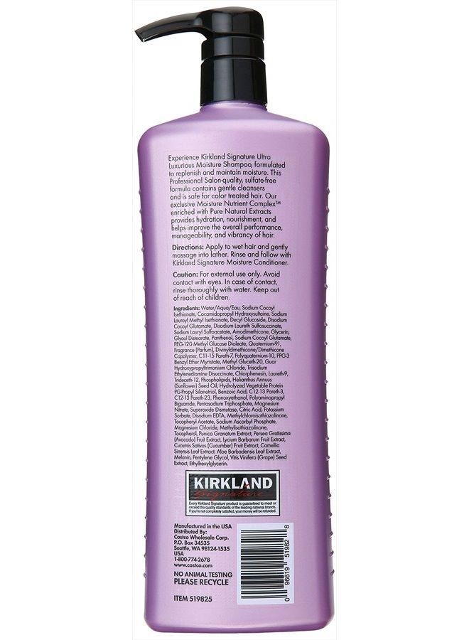 Professional Salon Formula Moisture Shampoo, 33.8 Fl. Oz. (Pack of 2, Total 67.6 Fl.Oz, Each 33.8 Fl. Oz.)