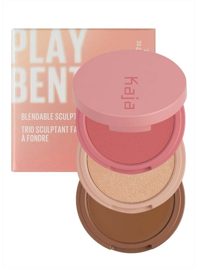 3-in-1 Blendable Sculpting Trio - Play Bento | with Mango Seed Butter, Cream Bronzer, Powder Blush, and Highlighter, 02 Cloud Latte