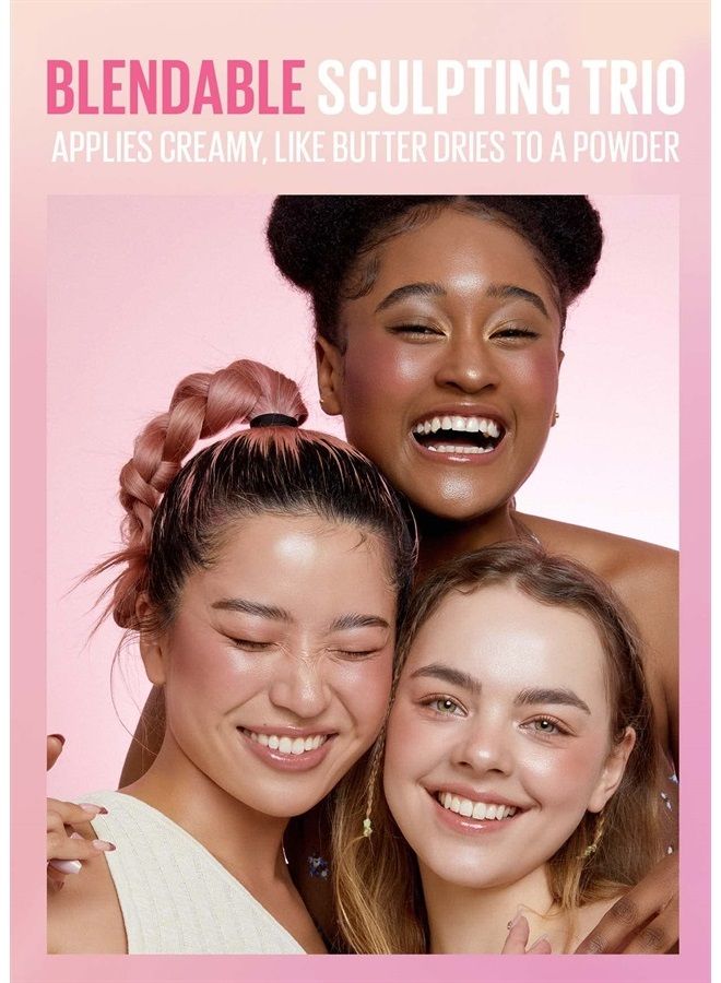 3-in-1 Blendable Sculpting Trio - Play Bento | with Mango Seed Butter, Cream Bronzer, Powder Blush, and Highlighter, 02 Cloud Latte