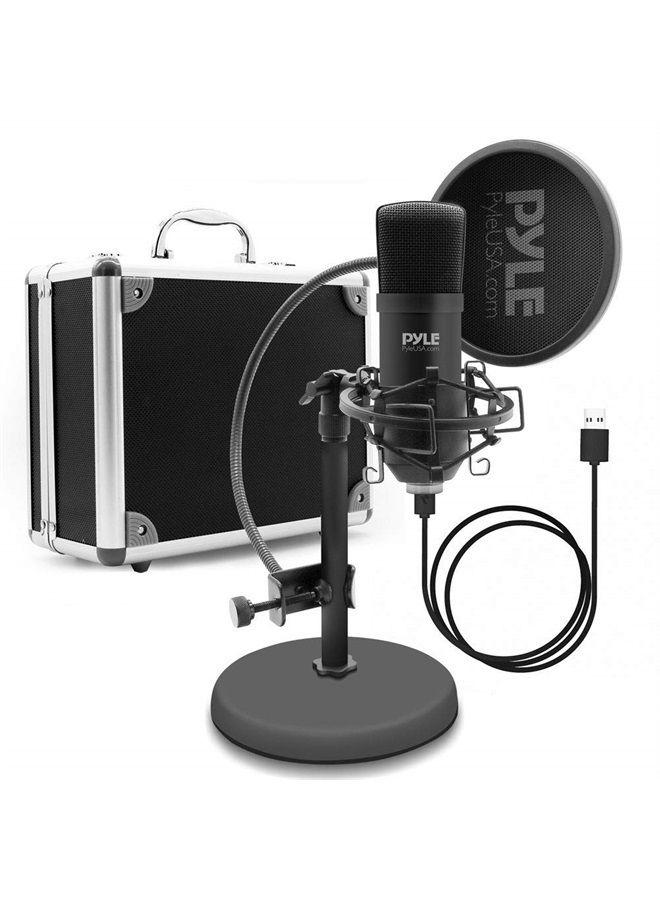 USB Microphone Kit, Cardioid Condenser Mic with Desktop Stand, Ideal for Gaming, Streaming, Podcasting, Studio, YouTube, Works with Windows, Mac, Linux - PDT100