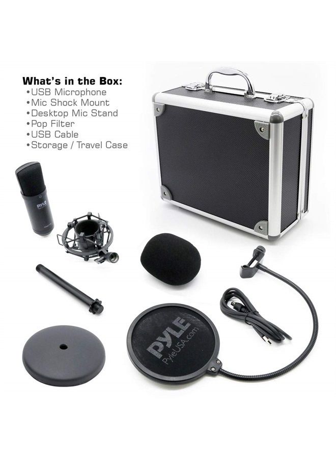 USB Microphone Kit, Cardioid Condenser Mic with Desktop Stand, Ideal for Gaming, Streaming, Podcasting, Studio, YouTube, Works with Windows, Mac, Linux - PDT100