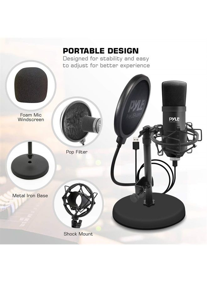 USB Microphone Kit, Cardioid Condenser Mic with Desktop Stand, Ideal for Gaming, Streaming, Podcasting, Studio, YouTube, Works with Windows, Mac, Linux - PDT100