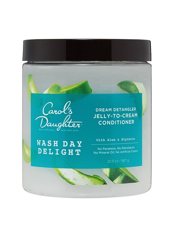 Wash Day Delight Detangling Jelly-To-Cream Conditioner with Glycerin and Aloe, Paraben-Free for Moisture, Hydration and Shine, Moisturizing Conditioner for Curly Hair with Aloe, 20 Oz