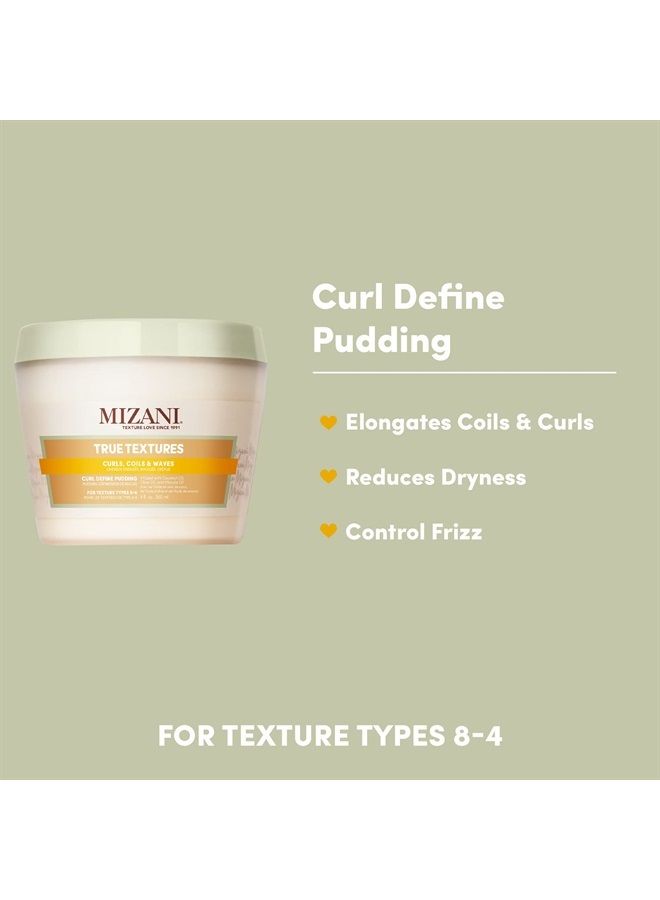 Mizani True Textures Curl Define Pudding | Moisturizing & Prevents Frizz | with Coconut Oil | Paraben Free | for Curly Hair | 8 Oz