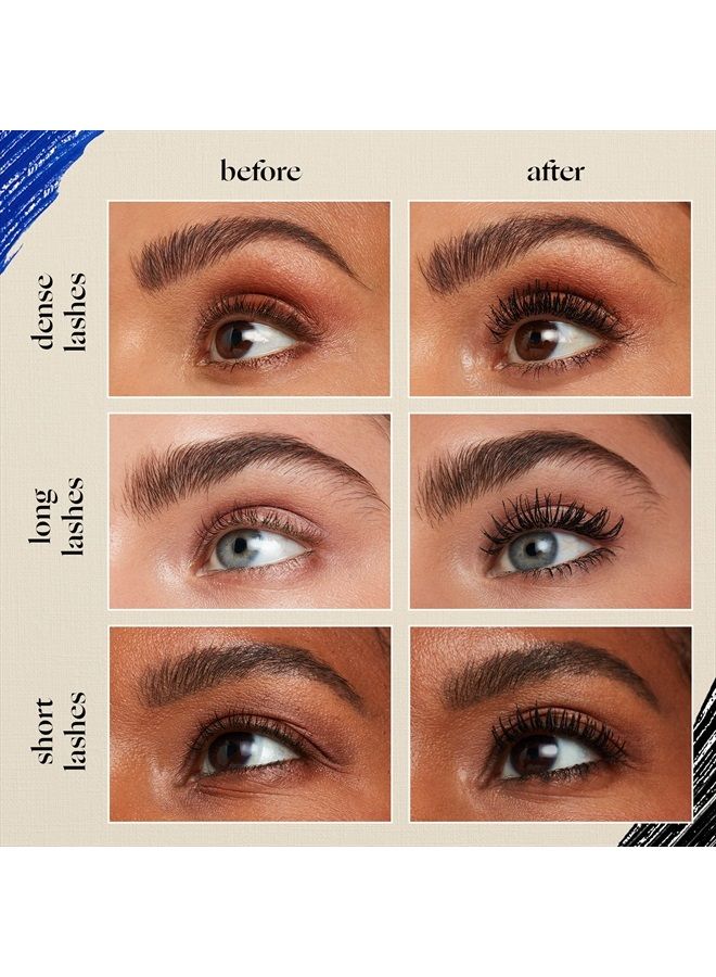 2-in-1 Extreme Volume Clean Mascara + Bold Lash Primer with Castor Oil | Maximum Volume + Curl | Vegan + Cruelty Free | Black, .27 fl oz