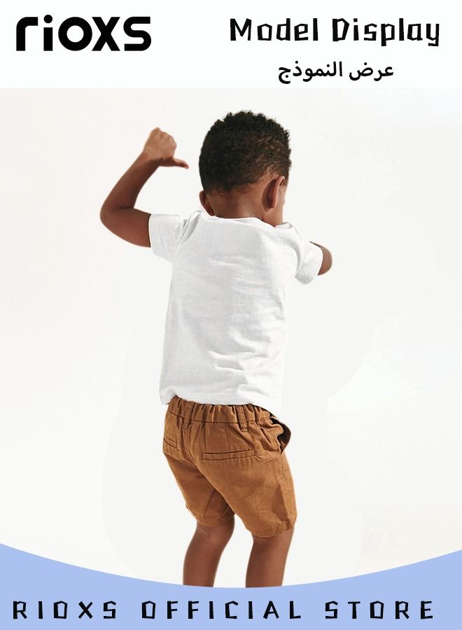 Toddler Boys Fashion Cartoon Graphic Dinosaur Tops, Breathable Soft 100% Cotton T-Shirt, Graphic Short Sleeve Tees, Perfect for Daily Wearing, School and other Outdoor Activities