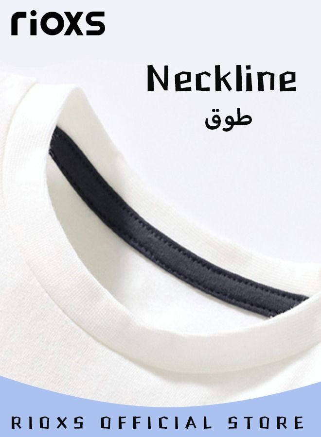 Toddler Boys Fashion Cartoon Graphic Dinosaur Tops, Breathable Soft 100% Cotton T-Shirt, Graphic Short Sleeve Tees, Perfect for Daily Wearing, School and other Outdoor Activities