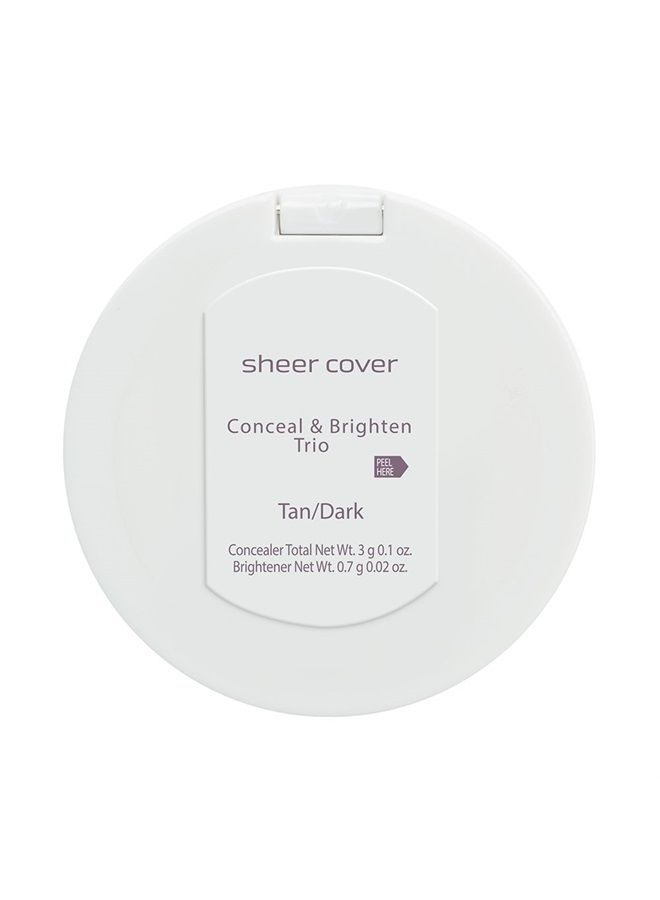 Studio Conceal & Brighten Concealer- Highlight Trio Tan/Dark Shade Two-Toned Concealers Shimmering Highlighter Tan/Dark Shade with Concealer Brush