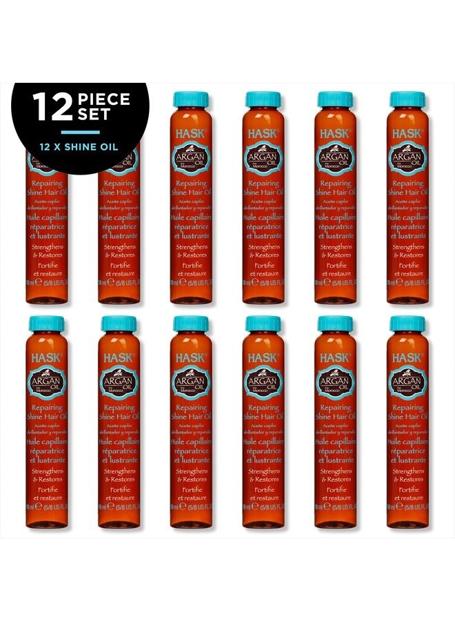 ARGAN Repairing Hair Oil Vials for shine and frizz control for all hair types, color safe, gluten-free, sulfate-free, paraben-free -12 Shine Oil Vials
