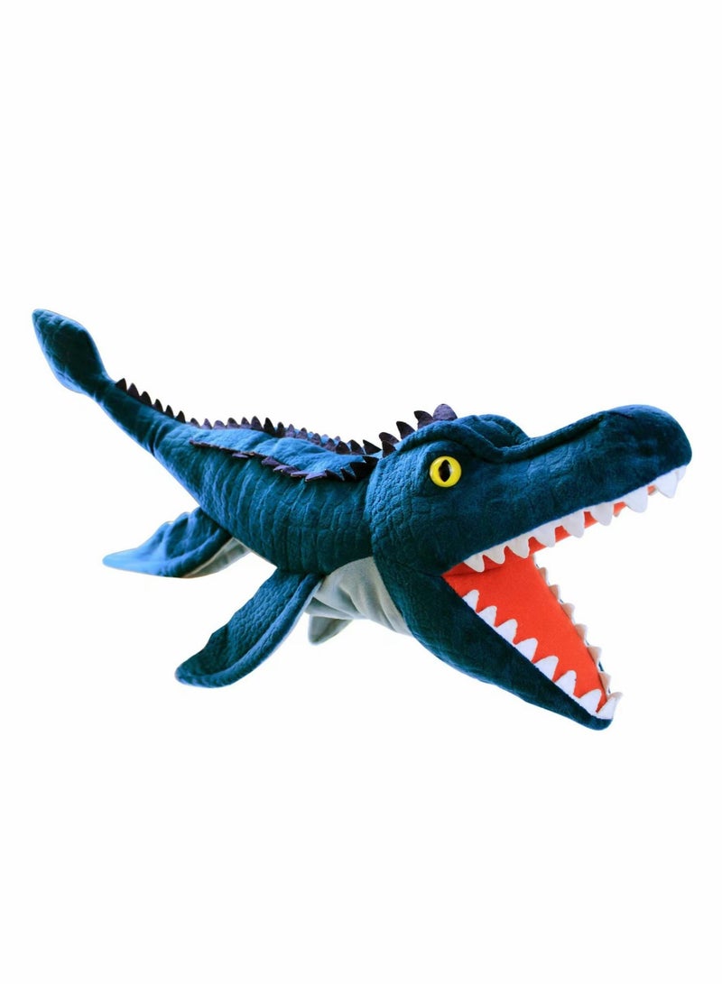 Dinosaur Hand Puppets, Mosasaurus Jurassic World Stuffed Animal Soft Plush Toy, Open Movable Mouth Finger Gift, Birthday Gifts for Kids, Creative Role Play