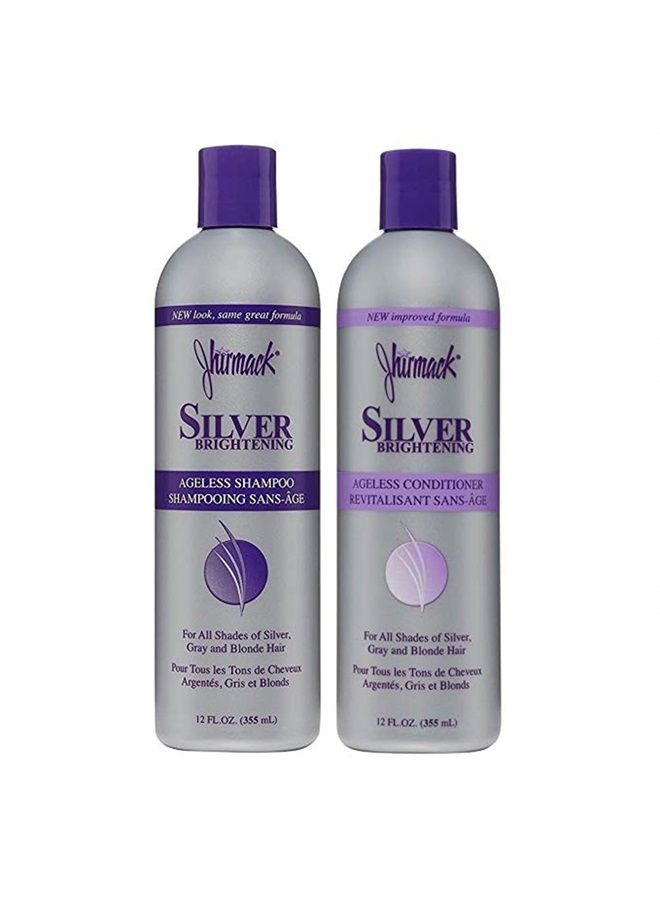 Jhirmack Silver Brightening Purple Shampoo and Conditioner Set for all types of silver, grey, and blonde hair