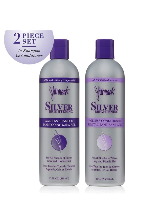 Jhirmack Silver Brightening Purple Shampoo and Conditioner Set for all types of silver, grey, and blonde hair