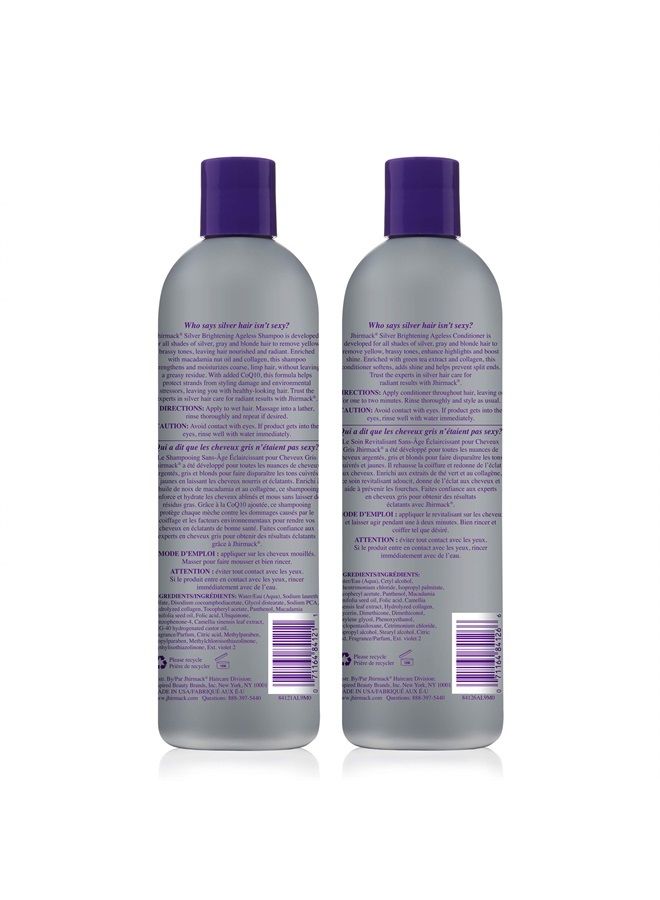 Jhirmack Silver Brightening Purple Shampoo and Conditioner Set for all types of silver, grey, and blonde hair