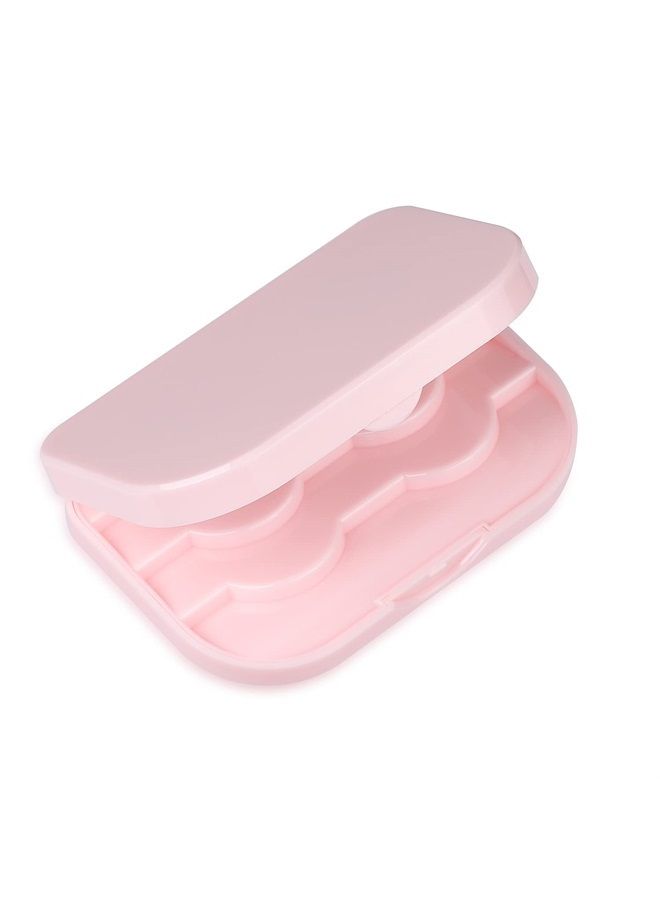 Empty Eyelashes Storage Box, TEOYALL 3 Layer False Eyelash Travel Case Fake Eye Lash Organizer with Mirror Can Store 3 Pairs (Pink)