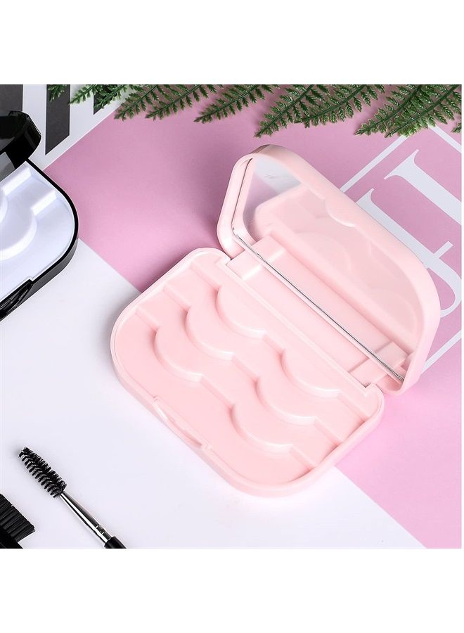 Empty Eyelashes Storage Box, TEOYALL 3 Layer False Eyelash Travel Case Fake Eye Lash Organizer with Mirror Can Store 3 Pairs (Pink)