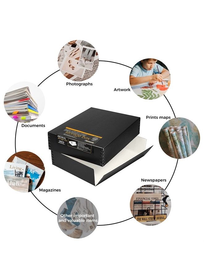 Archival 9X12 Print Storage Box, Drop Front Design, 9X12X3, Exterior Color: Black