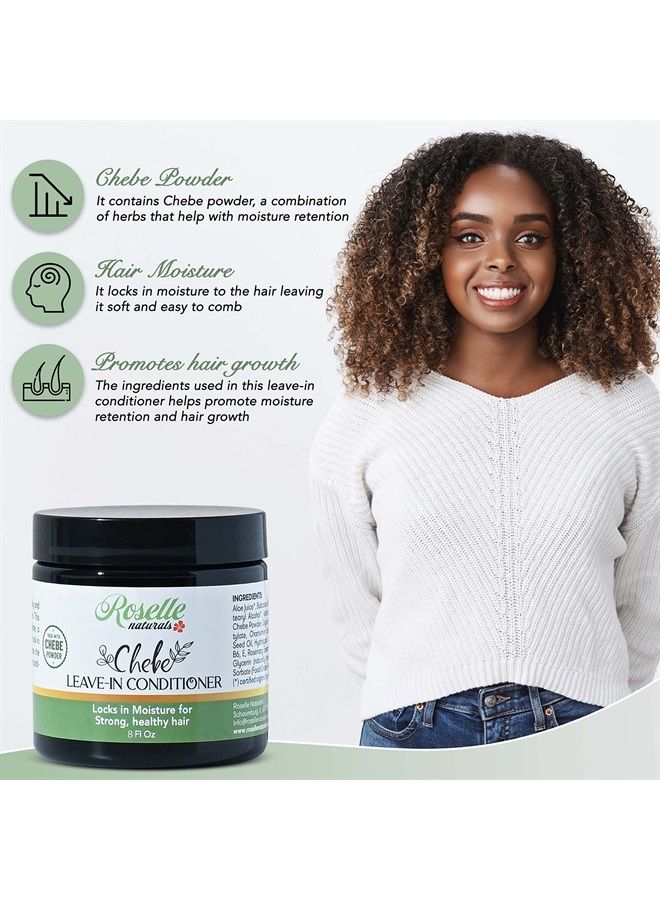 Chebe Leave-In Conditioner Moisturizing Hair Repair Made with Chebe Powder, Chebe Oil and Rosemary Essential Oil (8oz)