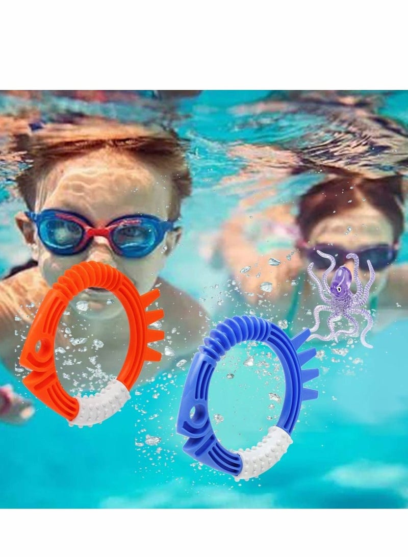 Diving Toys, Swimming Pool Toy Set Underwater kits, Rings and 3pcs Octopuses, Dive Gifts for Kids, Sinkers Game Training